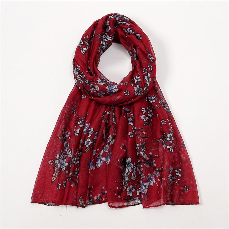 Winter Thin Fashion Bloosm Floral Viscose Shawls Scarf Lady High Quality Wrap Pashmina Stole Bufandas Muslim Hijab 180*85Cm