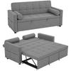 3-In-1 2-seater Convertible Sofa Sofa-bed with Trundle Double Adjustable Backrest 2 Cushions 80.5x137.5x84cm Grey