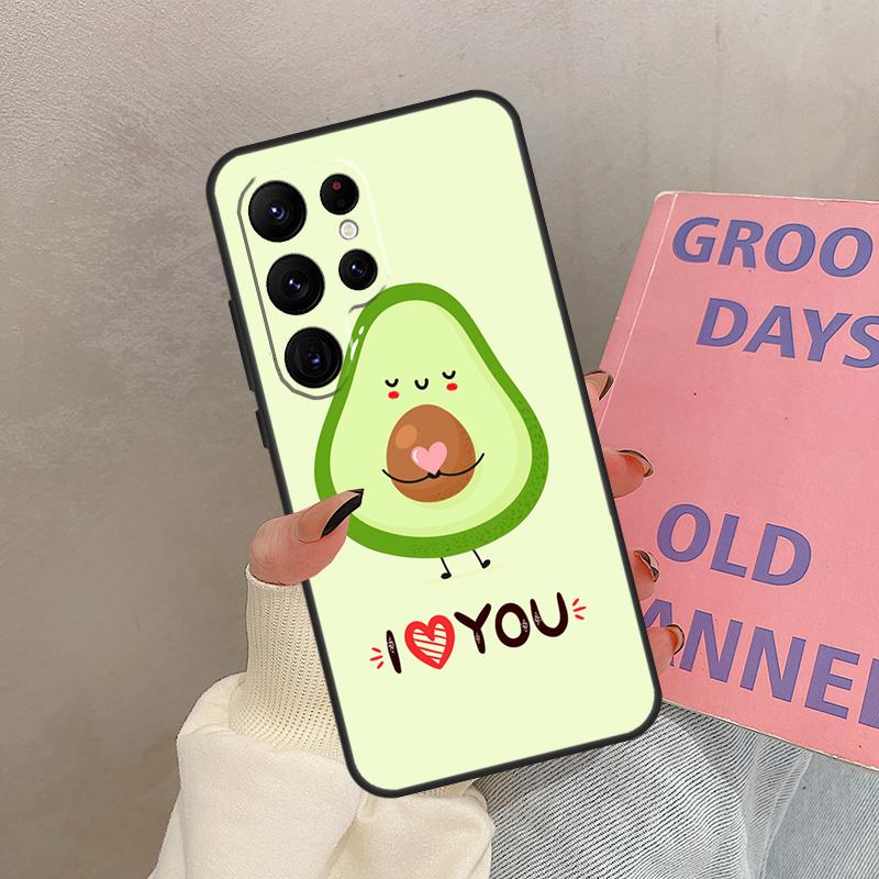 Cute Avocado Case For Samsung Galaxy S25 Ultra S20 S21 S22 S24 S23 Ultra S9 S10 Plus S25 FE Cover Coque
