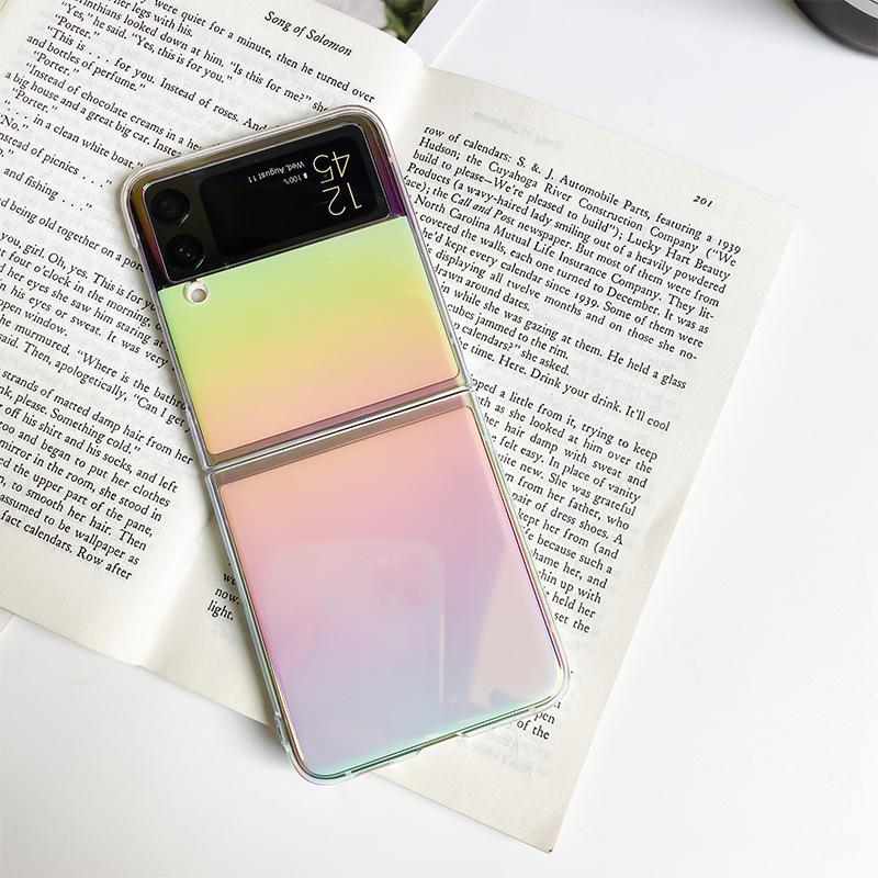 

Для Samsung Складной Экран ZFlip3 Чехол для Мобильного Телефона для Samsung ZFlip6 Лазерный Градиентный Чехол-Книжка Защитный Сверхтонкий For Samsung ZFlip3