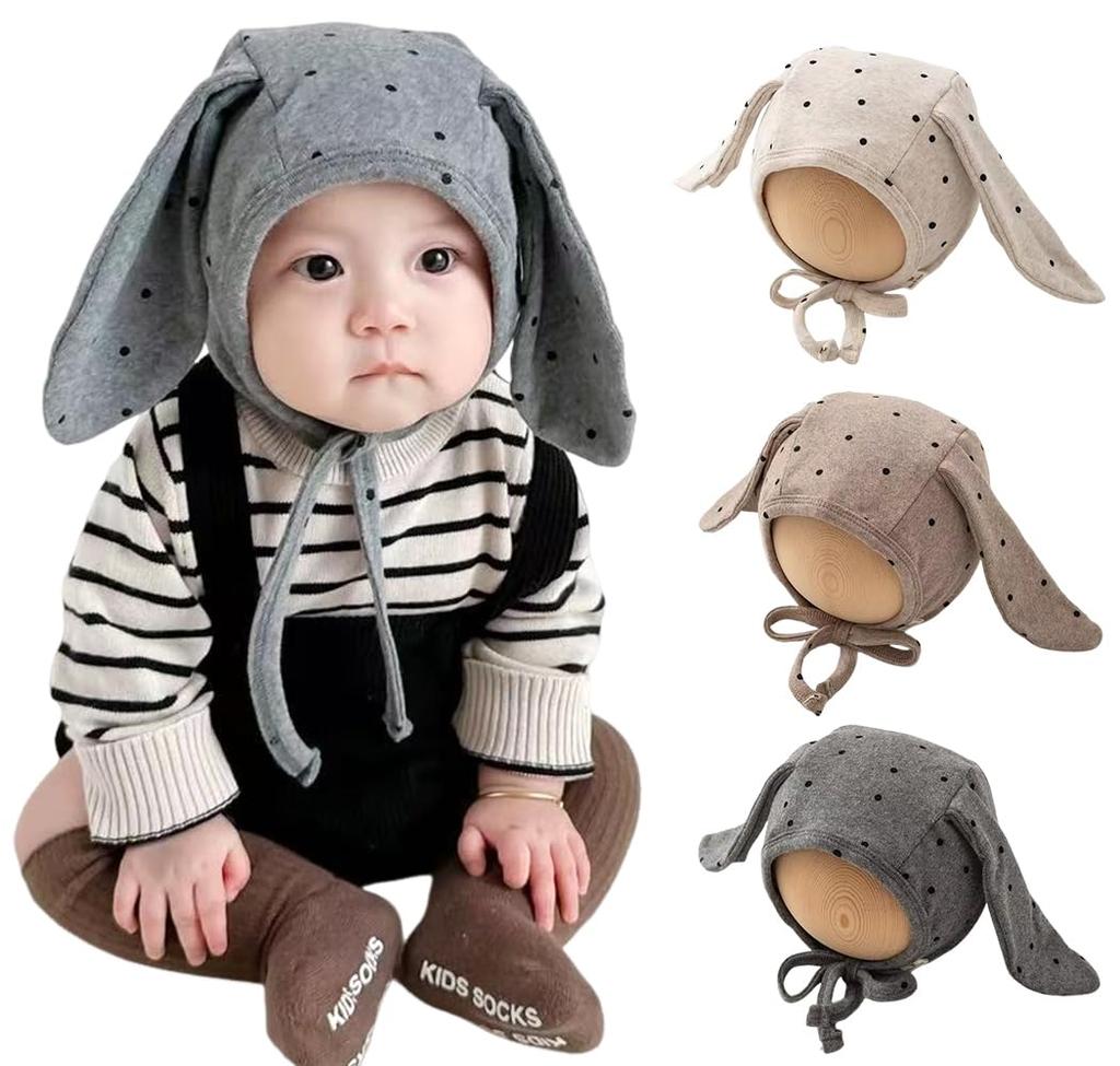 Masonanic Baby Bonnet Hat with Rabbit Ear Protection for Girls and Perfect for Commemorative and Baby Showers Numeric Design, Boys, Birthdays, Photos,