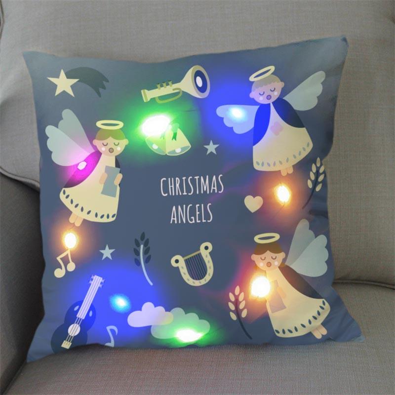 1Pc Christmas Led Pillow Case Size 45X45Cm40X40Cm Santa Claus Printed Christmas Pillow Covers For Christmas Decorations