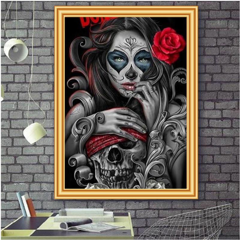 Kit Diamond Painting 5D Con Teschio – 30x40 Cm, Per Adulti, Tela Con Strass Rotondi, Inclusi Tutti Gli Accessori
