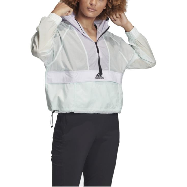 Adidas Color Block Kangaroo Pocket Hooded Sports Jacket Women Jacket Polka-Dot-Green FI0585