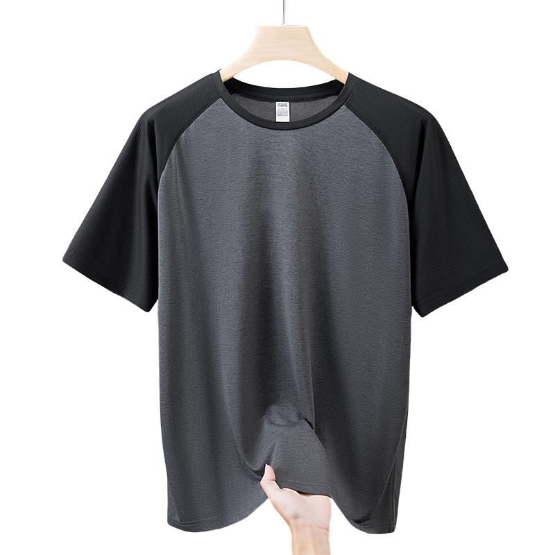 Sommer Dünnes Übergrößen Kurzarm T-Shirt Für Herren Locker Halbarm V-Ausschnitt Eis Seide T-Shirt