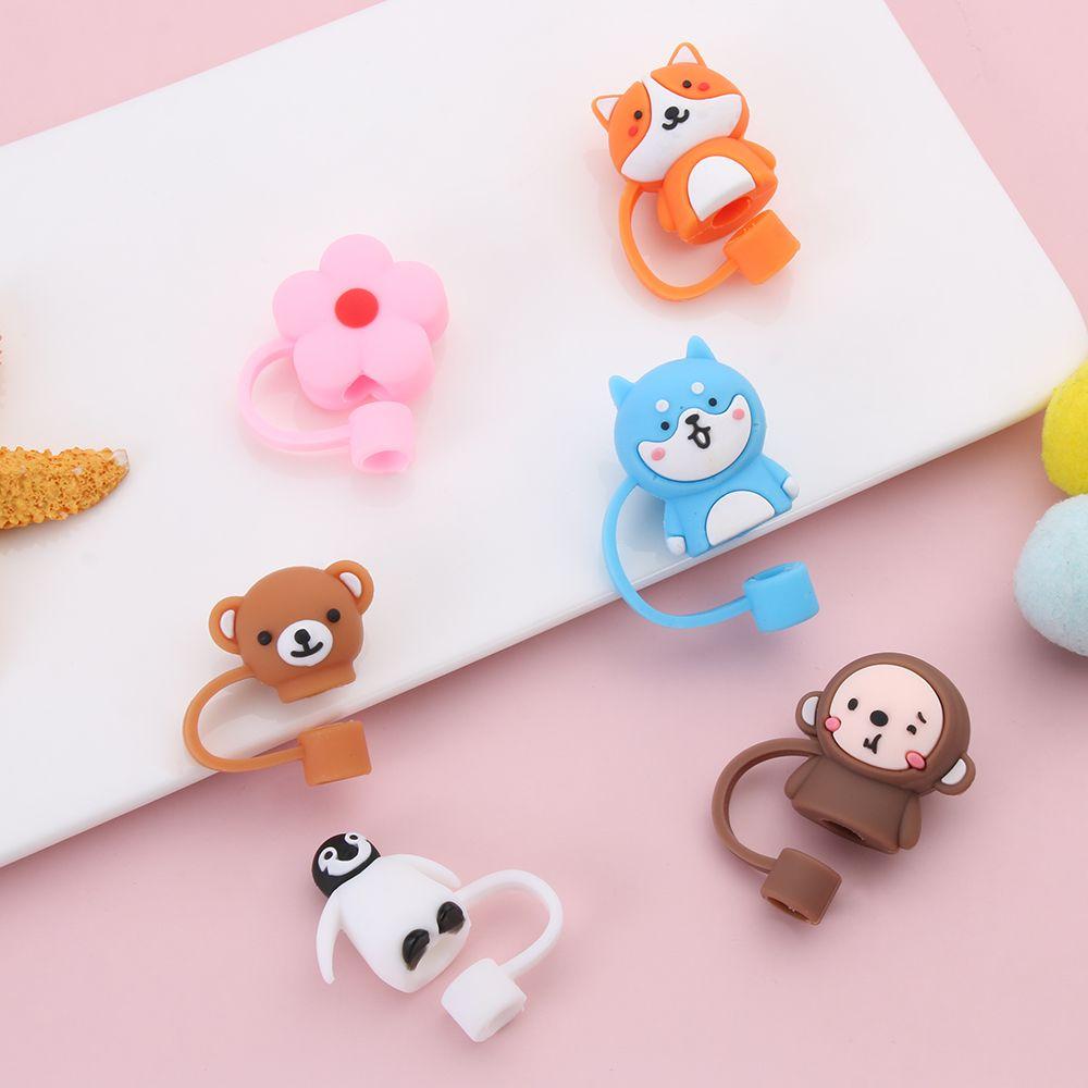 Airtight Splash Proof Cup Accessories Silicone Straw Plug Drinking Dust Cap Cartoon Plugs Cover