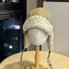 Korean-style retro corduroy aviator hat for women, winter fleece-lined and thickened, with ear protection, suitable for men, outdoor cycling inner