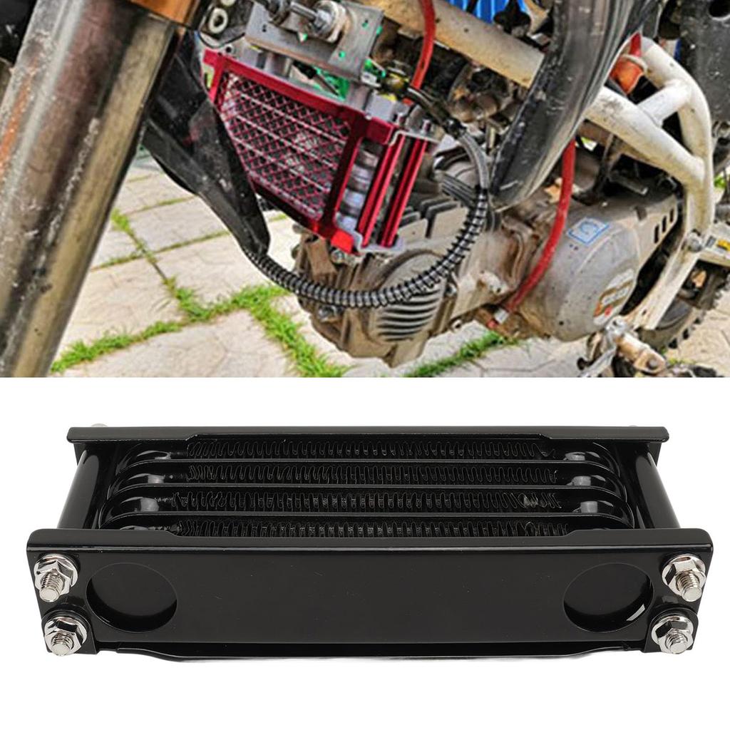 Motorcycle Engine Oil Cooler, 17PCS Motorcycle Oil Cooler Radiator Set, 4-Row Engine Oil Cooling Kit for Monkey 125cc-140cc, Dirt Bike Oil Cooler Cool