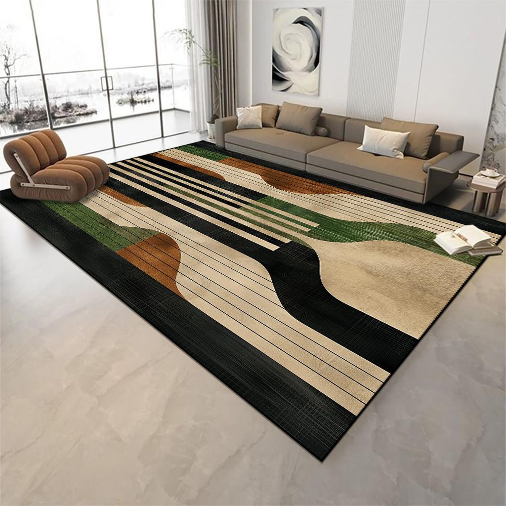 Nordic Light Luxury Large Living Room Carpet Home Soft Decoration Bedroom Bedside Rug Green Abstract Lounge Sofa Table Floor Mat