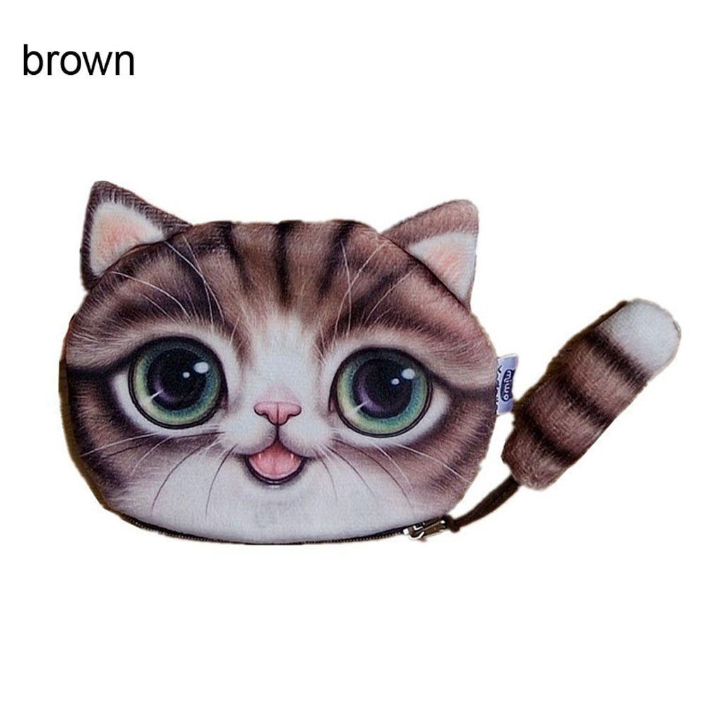 Personalized Coin Change Purse Cute Design Big Face Small Tail Cat Cat Head Meow Cartoon Cat Zero Wallet Coin Bag with Zipper