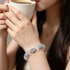 Elegant 2026 Aquamarine and White Crystal Beaded Women's Bracelet - Versatile Light Luxury Jewelry