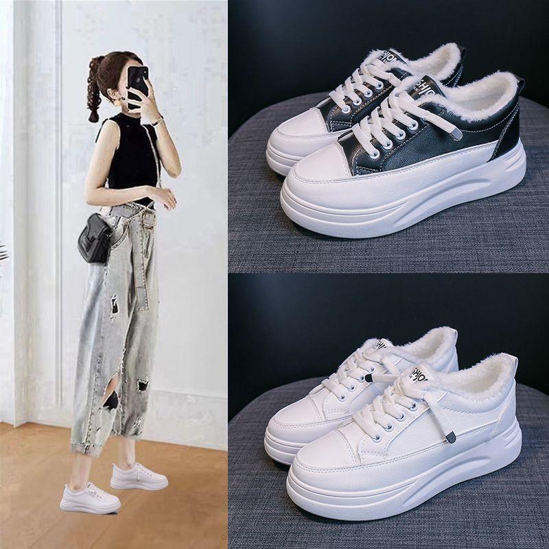 Ladies Footwear Plus Velvet High On Platform Cotton A Vulcanized Shoe Korean Original Stylish Quality Women's White Shoes Deals