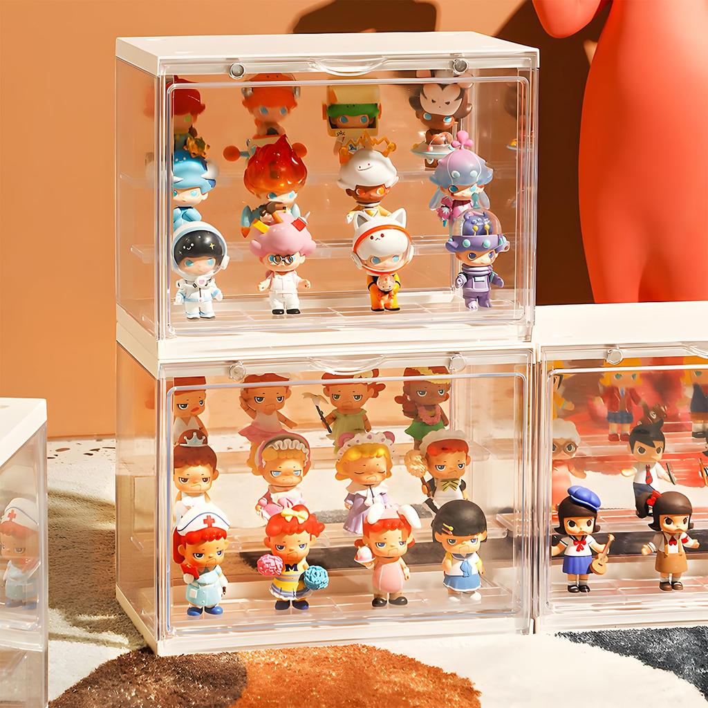 Formemory Display Storage Acrylic Figure Dustproof Miniature Magnetic Storage Horizontal Shelf Box, Stand, Design, Toys, Transparent, Case, Large,
