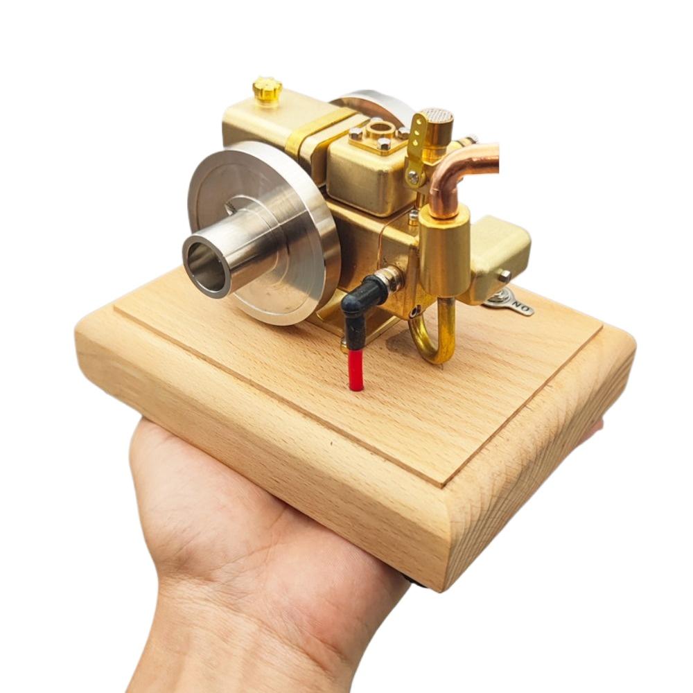 1.6Cc Water Cooled Miniature Retro IC Engine Brass Single Cylinder Four Stroke Internal Combustion Desktop Ornament Engine Model