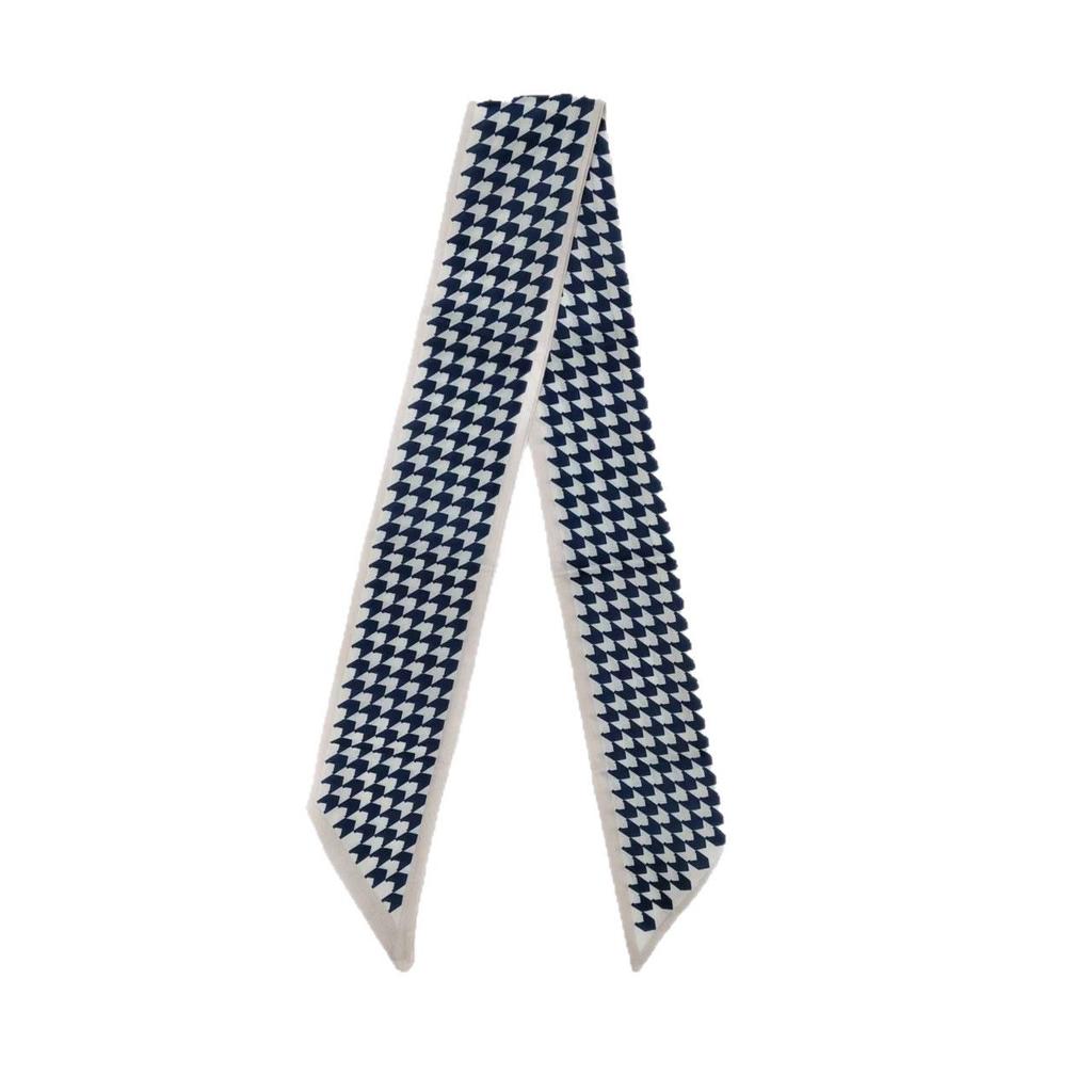 Retro French-Inspired Silk Scarf: Long Striped Hairband & Bag Ribbon for Women