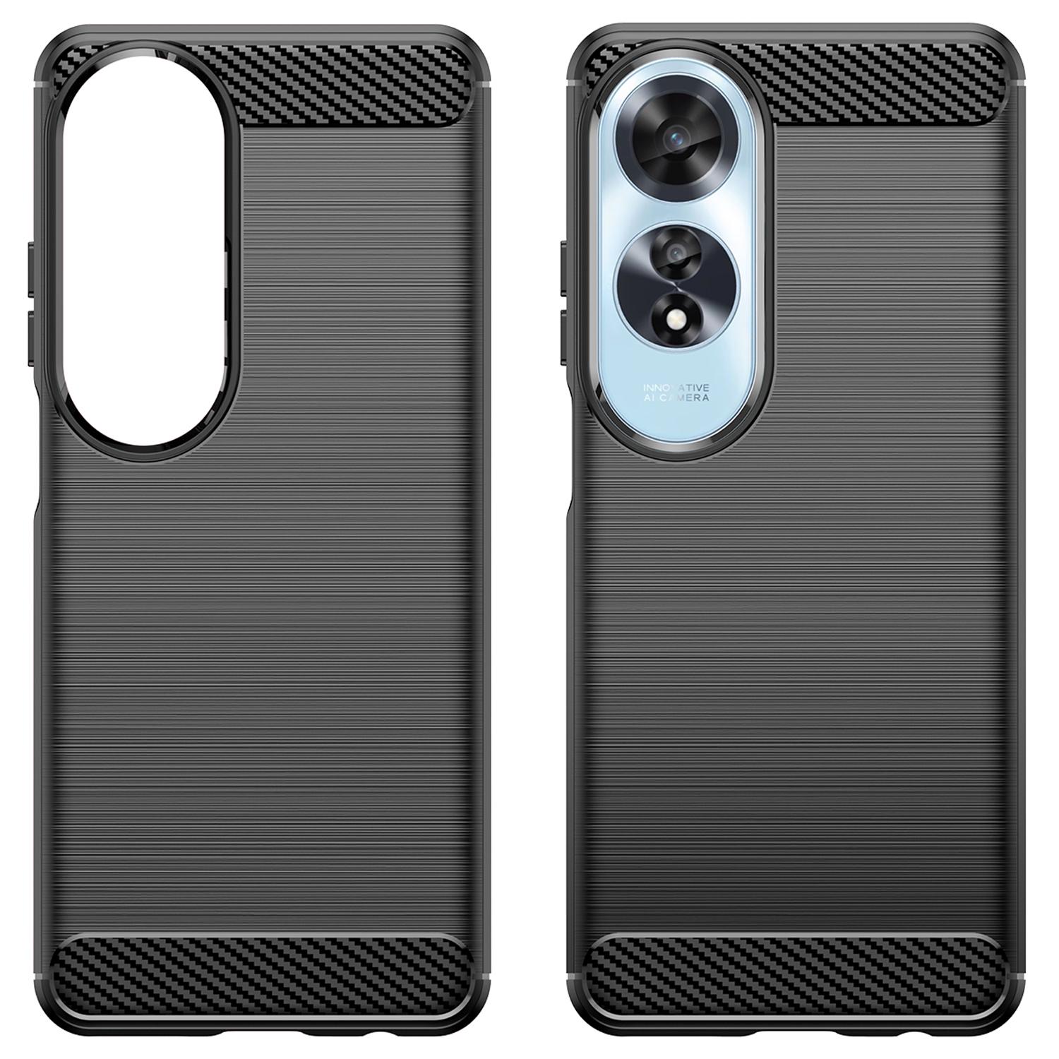 

For Oppo A60 4G Case Protective Carbon Fiber Texture TPU Phone Cover Blue