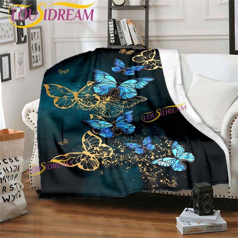 Cobertor de borboleta para sofá, colcha, viagem, saída de ar, cobertor de flanela