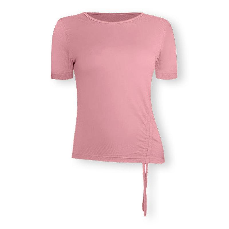 Damen Slim-Fit Kurzarm-Sweatshirt mit Kordelzug für Laufen, Outdoor-Sport und Yoga