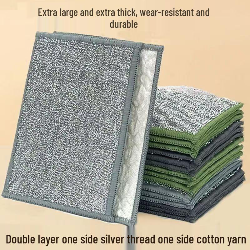 Silver Thread Double-Layer Absorbent Cotton Dishcloth & Cleaning Rag
