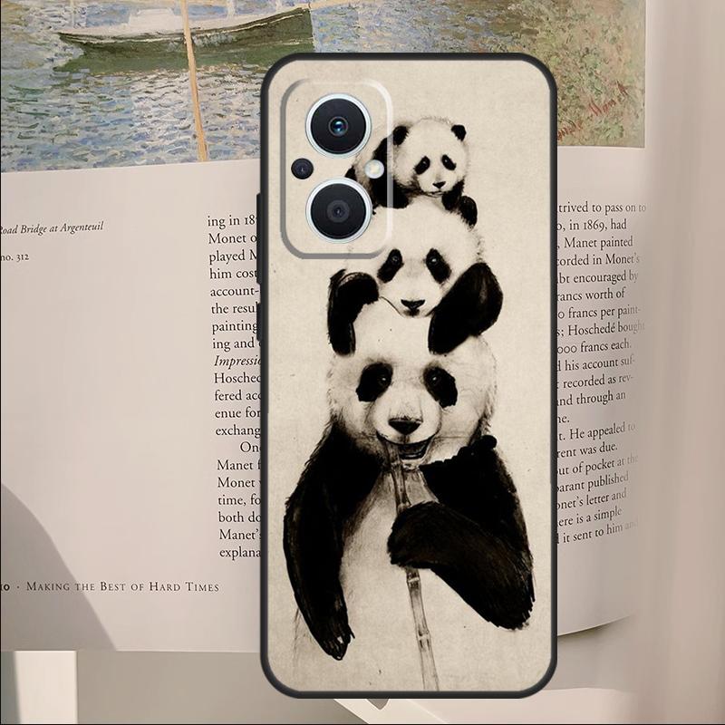 Panda Animal Cute Bear Cover For OPPO Reno 14F 11F 12F 13F 10 11 12 13 14 Pro 7 8 Lite OPPO Find X6 X8 X9 Pro Case