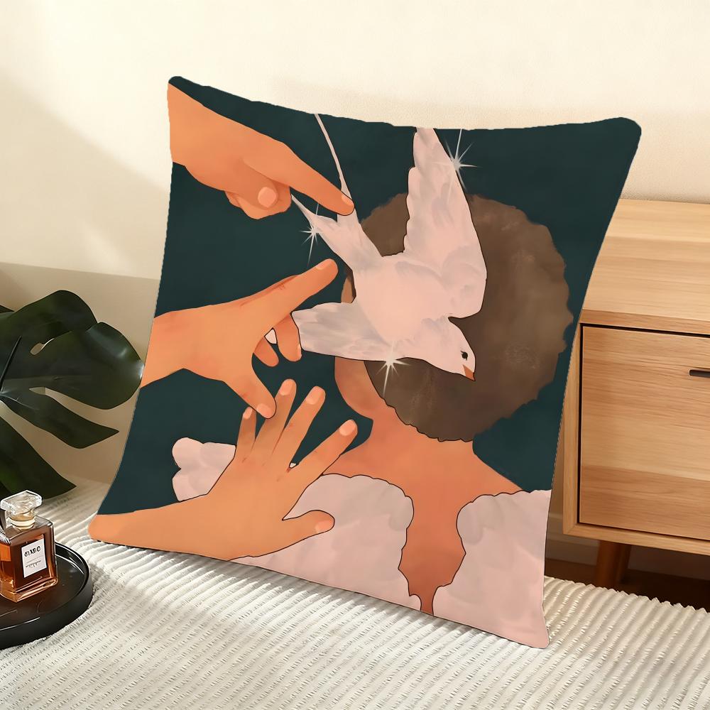 Mexico Artist Susan Cushion Cover Silky Short Plush Home Sofa Cushion Cover - Invisible Zipper Home Decoration
