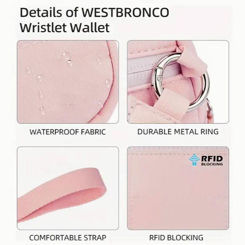 Women's Keychain Wallet The Wallet Zip Waterproof Nylon Card Wallet Pouch Wristlet Zip Card Case With Clear ID Window