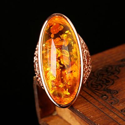 Mode Vintage Frau Bernstein Oval Gelb Ring Modeschmuck