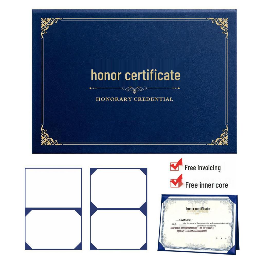 Honor A4 Award Certificate: Leather Cover, Graduation, Appointment, Outstanding Employee Recognition