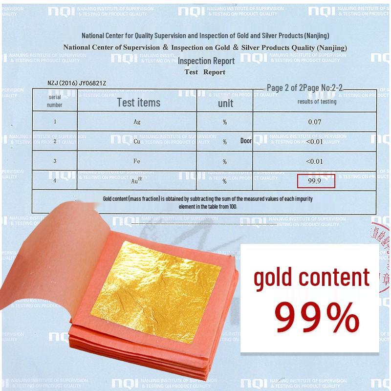 24K Gold Leaf Sheets for Decoration - 99% Pure, Ideal for Buddha Statue Gilding, Art Projects & Crafts - 10 Sheets