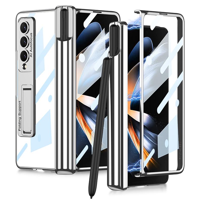 

GKK Shockproof Kickstand Case for Samsung Galaxy Z Fold4 5G Hard PC Phone Case with HD Screen Protector Grey