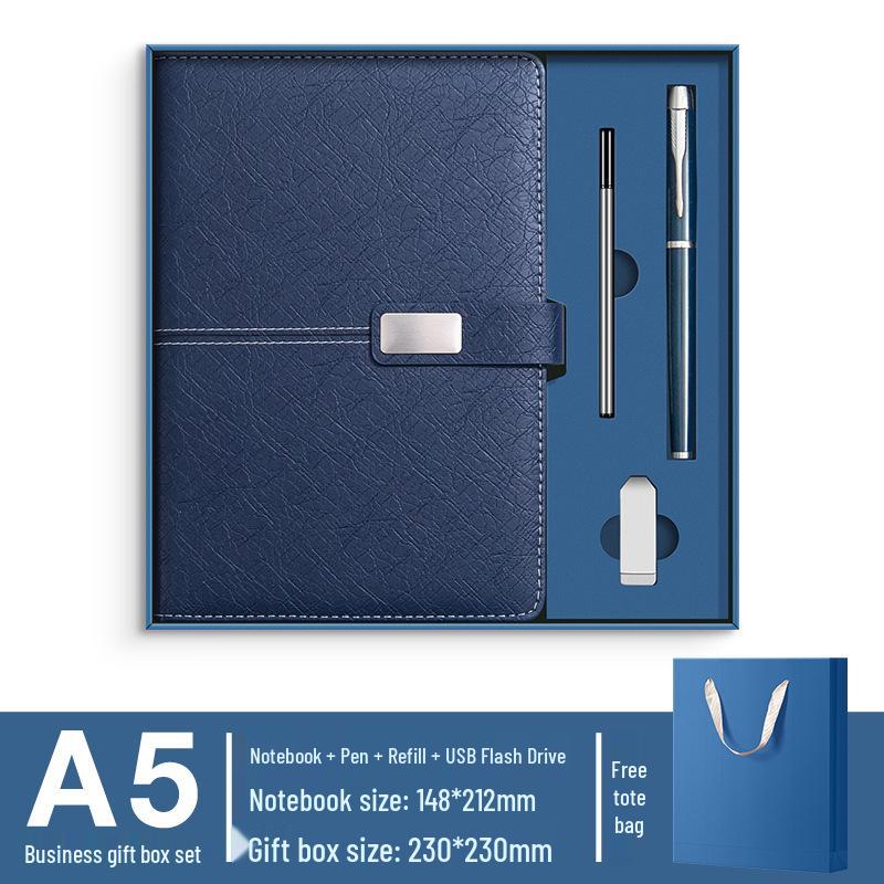 A5 Premium Geschenkset: Personalisierter Geschäftsnotizblock/Besprechungsprotokollant mit individuellem Logo.