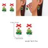 Festive Holiday Earrings Women Alloy Red Bow Christmas Tree Jewelry With Sparkle For Seasonal Wear