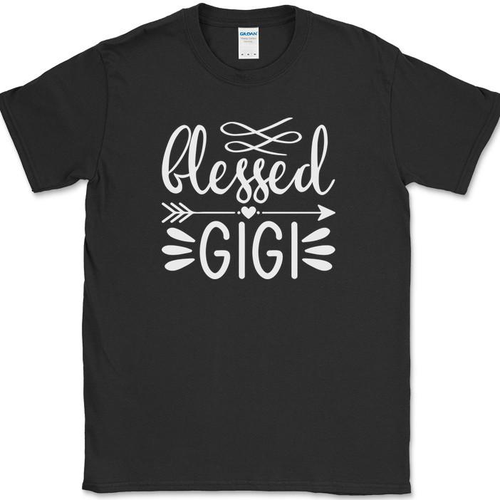 

Blessed Gigi T-Shirt Family Love Grand Mother s Day Grandma Gift Text Tee 4XL