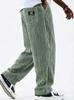 European & American Men's Wide Corduroy Logo Pocket Casual Loose Straight-Leg Pants 2026