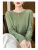 Women's Solid Color Wool Knit Pullover Sweater for Fall and Winter