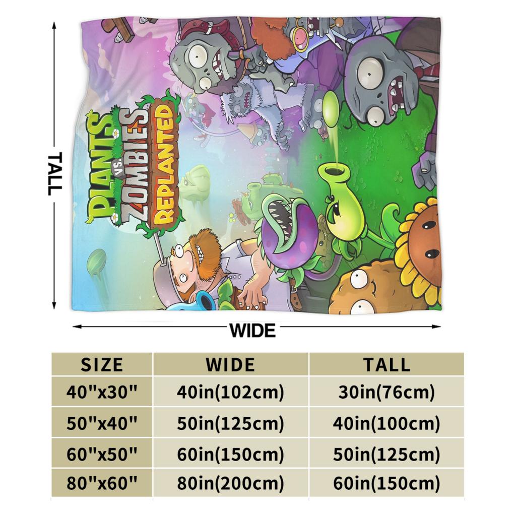 P-Plants-vs-Zombies Videospiele Flanelldecke Weiche Langlebige Bettwäsche Überwürfe für Picknick im Freien Aufdruck Bettüberwurf Sofa Bettbezug