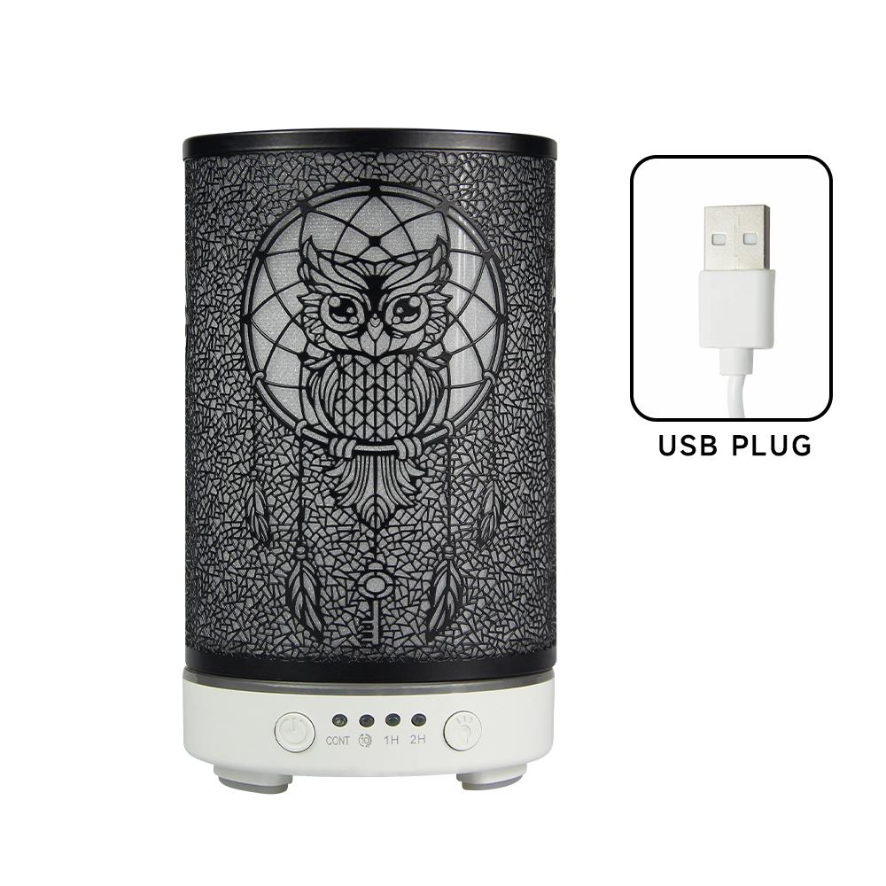 Hohle Eule Ätherischer Öl Diffusor 100ml Ultraschall Luftbefeuchter Nachttisch Dekoration Licht Duftverteiler mit LED Nachtlichtern