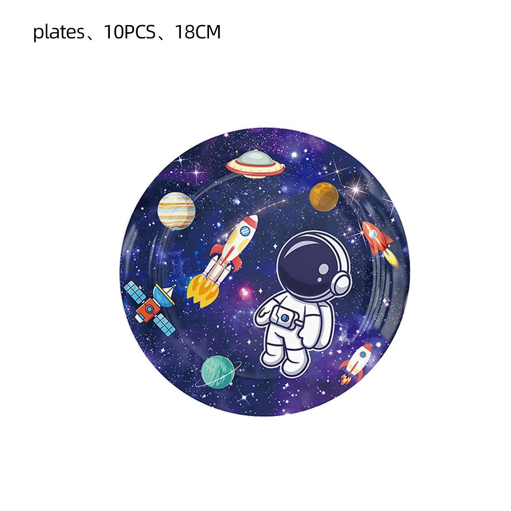 Space Astronaut Birthday Party Decoration Tableware Tablecloth Cup Plate Napkins Banner Backdrop Gift Bag Party Supplies Favors