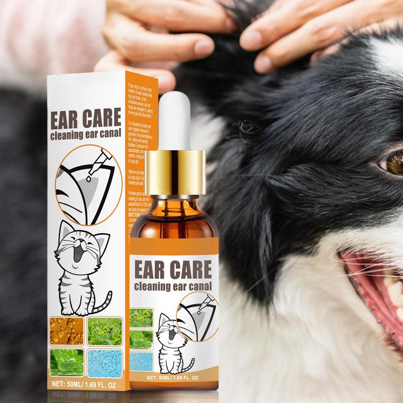 Dog Ear Cleaning Solution 50ml Soothing Ear Cleaner For Cat Wax And Odor Remover Pet Care Liquid Grooming Supplies With 10