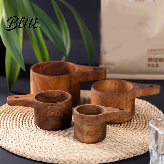 Rustic Kitchen Utensils Wooden Measuring Cups And Spoons Set Coffee Bean Powder Durable Tools Spoon Nested Baking for Accurate Cooking Decor