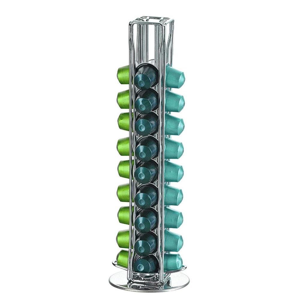 Iron Coffee Capsules Pod Holder Rack Tower Coffee Pod Holder Rack for Nespresso Pods Coffee Bar 40 Capsules Cafe Can Hold