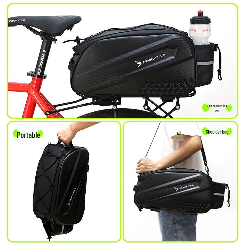 Mountain Bike Rear Rack Saddle Bag, 14L Hard Shell for Long-Distance Cycling Gear Storage.