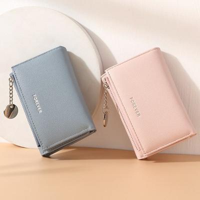 Kette Damen Geldbörse 3 Faltbare Geldbörse Leder Damen Geldbörsen Clutch Kartenhalter Reißverschluss Kleine Münztasche