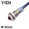 8mm Kabeldurchführung Metall-Anzeigelampe Warnleuchte AC DC 12V 24V 110V 220V Rote/Grüne/Blaue/Gelbe LED-Kontrollleuchte Signalleuchte Bedienfeldleuchte