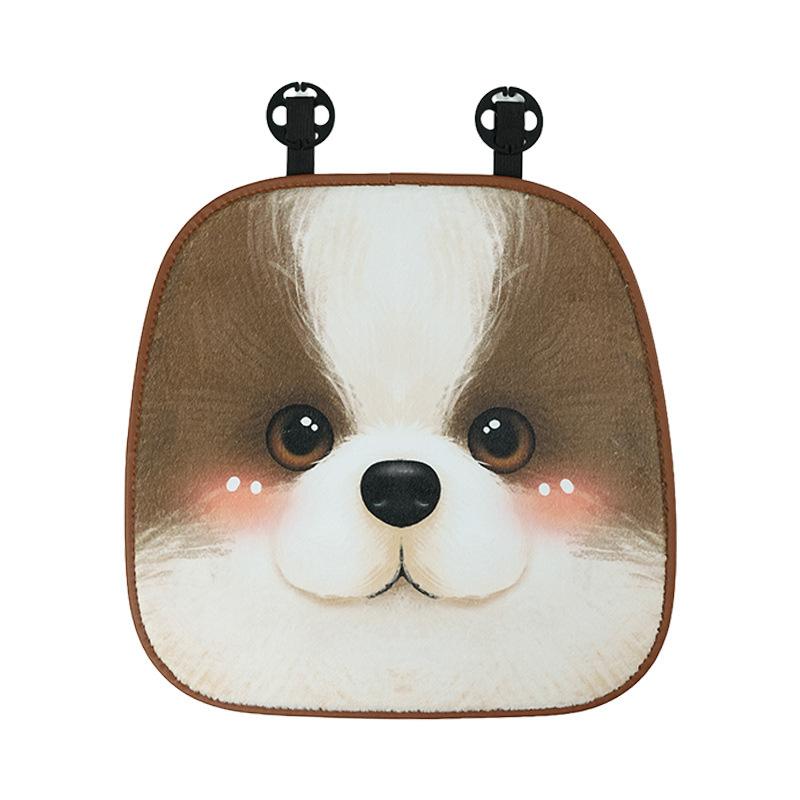 Niedliches Welpen Autositzkissen Plüsch Dick Warm Autositz Nackenkissen Winter Anti-Rutsch Autositzbezug Rückenkissen Lendenwirbelstütze