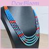 Ethnic Necklace And Earrings Set With Beaded Chain For Women
