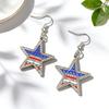1 Pair Hook Earrings American Independence Day Pattern Hollow Heart Star Shape Red White Blue Earrings Jewelry Accessories