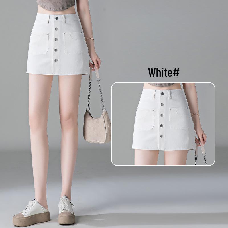 Spring 2026 Women's Retro Denim High-Waist Skort - Slimming, A-Line Design