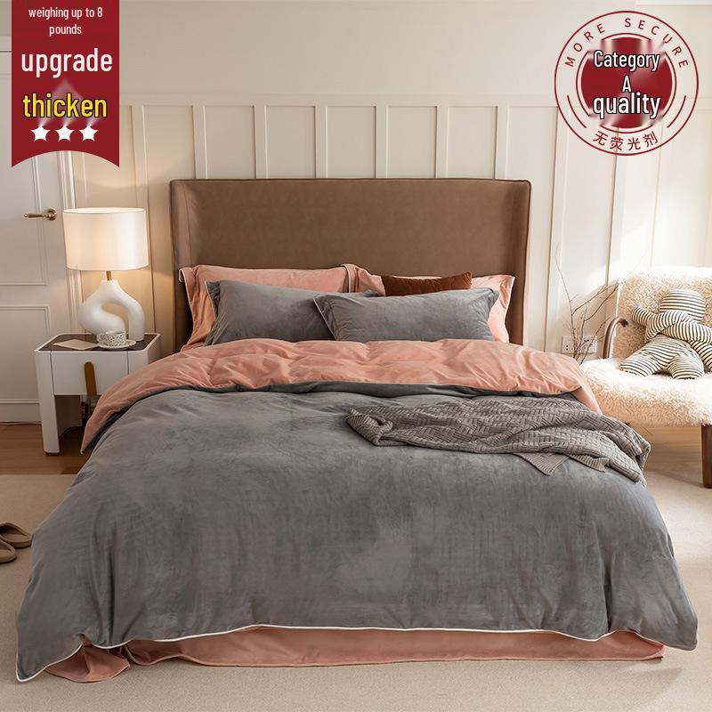 Winter-Samt-Doppelseitiger Korallenfleece-Bettbezug - Verdickt, Weich und Temperaturregulierend.