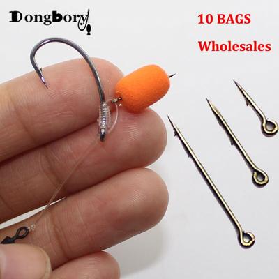 Wholesales 10 Bags Metal Bait Spike Carp Fishing Hook Bait Sting Boilies Pin Red Worm Live Bait Lure Hooks for Ronnie Rig